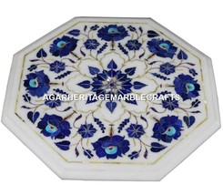Marble Coffee Table Top Lapis Lazuli Inlay Mosaic Pirtradure Halway Decor H1400 - £247.63 GBP+