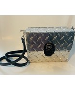 Chrome Metal Diamond Plate Purse With Rogue Bottle Cap Snap 44” Strap No... - £25.88 GBP