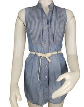 Theory Chambray Dress Womens 0 XS Joella Sleeveless Blue Button Tunic Su... - $427.97 MXN