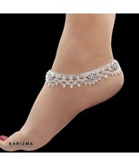 Real Sterling Silver Indian women Multi CZ bridal Anklet Ankle Bracelet ... - €204,84 EUR