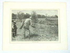 Antique 1880 Wood Engraving Print Gun-Shy Black Hunter Scared Dog Harper... - $49.99