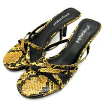 Jeffrey Campbell Danah Yellow Snake Print Mule Sandal Sz 6M Strappy Slipon NEW - £41.83 GBP