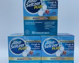 3x Alka Seltzer PLUS Cough &amp; Chest Congestion 20 Tablets Blueberry Exp 0... - £7.64 GBP