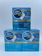 3x Alka Seltzer PLUS Cough &amp; Chest Congestion 20 Tablets Blueberry Exp 0... - $9.74