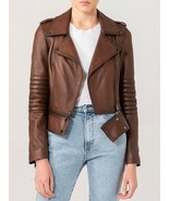 Women&#39;s Jacket Leather Biker Women Lambskin Moto Size Motorcycle Bomber ... - $2,691.81 MXN
