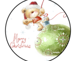 CHRISTMAS TEDDY BEAR ENVELOPE SEALS STICKERS LABELS TAGS 1.5&quot; ROUND CUTE... - $7.49