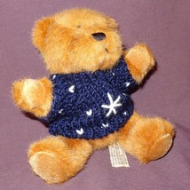 An item in the Toys & Hobbies category: Brown Teddy Bear Blue White Sweater Plush Stuffed Animal Toy 6" Hugfun Int'l