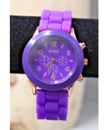 Ladies Chuns Round Rose Gold Tone Purple Poly Band Sparkly Analog Watch - £6.81 GBP