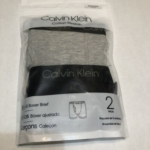 Calvin Klein Cotton Stretch Boxer Briefs for Boys 2 Pack Size Youth M (8-10) New - $15.33
