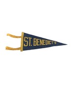 VTG ST BENEDICT&#39;S Pennant Blue Yellow Wool Felt 9” - $18.00