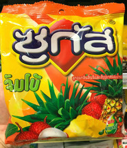 Pineapple Lychee Fruit Sugus Candy Thai Dessert Jumbo Chewy Toffee Snack 3.3 oz - £16.44 GBP