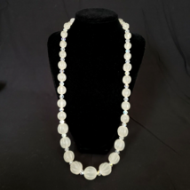 Vintage Anne Klein White Frosted Lucite Beaded Necklace Statement Jewelry - £23.10 GBP