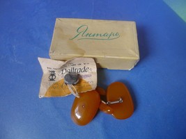 k6 Vintage Latvia DAILRADE Jewelry Orange Baltic Amber gemstone CUFFLINK... - £46.94 GBP