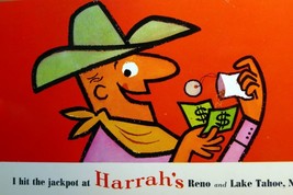 I Hit The Jackpot At Harrah&#39;s Reno Lake Tahoe Cowboy Unused  1960&#39;s CASI... - $6.65