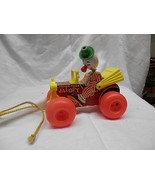 fisher price jalopy wooden pull toy wood clown vintage toy - $570.99 MXN