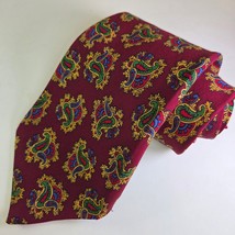 Vintage Bert Pulitzer Paisley Tie Maroon Gold Green 4.5&quot; Wide Made USA - $26.99