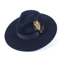 Mens Hat By BRUNO CAPELO Australian Wool Wide Brim Fedora Duke DU722 Navy image 2