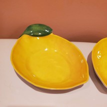 Lemon Tidbit Bowls, set of 2 Citrus shape Snack Dishes, Yellow Trinket Trays image 3