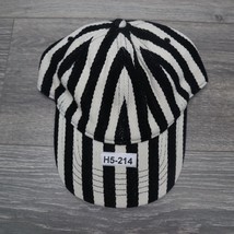 Womens Cap Adjustable One Size Black White Strap Back Casual Striped Fabric - £14.92 GBP