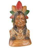Bust Statue AMERICAN WEST Lodge Indian Chief Resin Hand-Painted Hand-Cast - £604.12 GBP