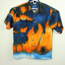 Hawaiian Short Sleeve Shirt Sz XL Blue Orange Blue Orange Summertime Vacation - £7.86 GBP