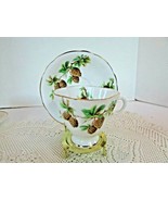 CLARENCE BONE CHINA TEACUP &amp; SAUCER PINE CONES MADE IN ENGLAND - $14.80