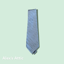 Claiborne Men&#39;s Neck Tie Black, Gray, &amp; White Stripe Pattern Silk 60&quot; x 3.25&quot; - £2.93 GBP