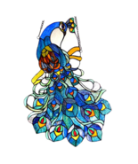 &quot;GLORY&quot; Tiffany-style Peacock Glass Window Panel 17X25 - $226.71