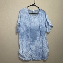 Des Si Belles Paris LINEN blue TUNIC DRESS SZ L NEW - $40.05