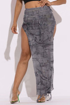 Women&#39;s Distressed Thigh Slit Maxi Skirt - $25.00