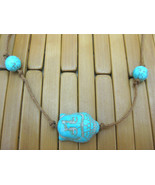 TURQUOISE TIE ON STRING BUDDHA &amp; BEADS YOGA BRACELET ANKLET KARMABEADS b... - $4.94
