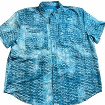 Reel Legends Fishing Shirt Men&#39;s XXL Blue Vented Scales Print Salt Water ll - £11.60 GBP