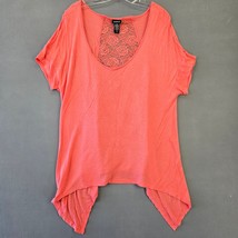 Torrid Orange Shirt Stretch Preppy Lace Back Short Sleeve Women 1X Torrid Size 1 - $10.80