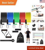 Strength Training Elastic Bands Set - 12-Piece Workout Kit for Men and W... - $25.77