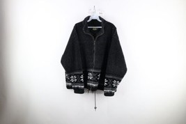 Vtg 90s Cabelas Womens XL All Over Print Snowflake Deep Pile Fleece Jacket USA - £77.73 GBP