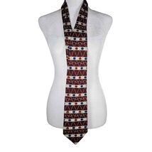 Vintage GUESS Men's Tie 100% Silk Red Orange Blue Floral Abstract - $11.09