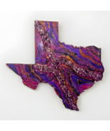 TEXAS Wall Hanging PURPLES &amp; GOLD Geode 18” X 17” RARE FIND Original Sig... - $243.04