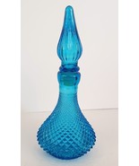 MCM Empoli Italian Glass Blue Genie Bottle Decanter Diamond Cut RARE 8 1... - £79.00 GBP