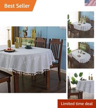 Wrinkle-Resistant Oval Tablecloth 60x84 - Rustic Elegance for All Occasions - €26,79 EUR
