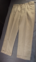 Perry Ellis Portfolio Mens TAN KHAKI Classic Fit Double Pleat Dress Pants 38X32 - £18.74 GBP