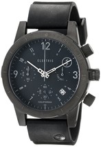 Electric Men&#39;s FW02 Chronograph Quartz Black Watch Round Dial Rubber Str... - $168.29