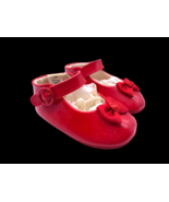 Vintage Baby Girls Shoes Size 2 Red Bow Mary Janes 1970s Dressy Formal H... - $35.38 CAD