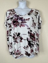 Simply Vera By Vera Wang Womens Plus Size 3X Purple Floral T-shirt Short Sleeve - £13.41 GBP