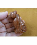 Y-CHE-715) orange Goldstone CHEETAH gemstone carving I love wild CATS ca... - €15,10 EUR