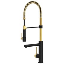 Modern Spring-Type Kitchen Faucet LK19MG Matte Black with Gold Accent - £242.28 GBP