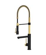 Modern Spring-Type Kitchen Faucet LK19MG Matte Black with Gold Accent - £240.72 GBP