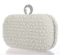 New Fashion Women Evening Clutch Bag Gorgeous Pearls Crystal Beading Bridal Wedd - £36.84 GBP