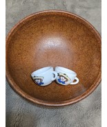 Boltalite faux burl composite 8 in bowl-W-two Schylling tea cups. - $187.45 MXN