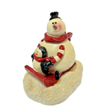 Vintage Christmas Snowman Penguin Resin Figurine 4.5 x 4.5 x 3.25&quot; - £7.90 GBP
