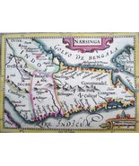 India, Sri Lanka, map by Bertius/Hondius, 1618, Narsinga (original colors!) - $159.00